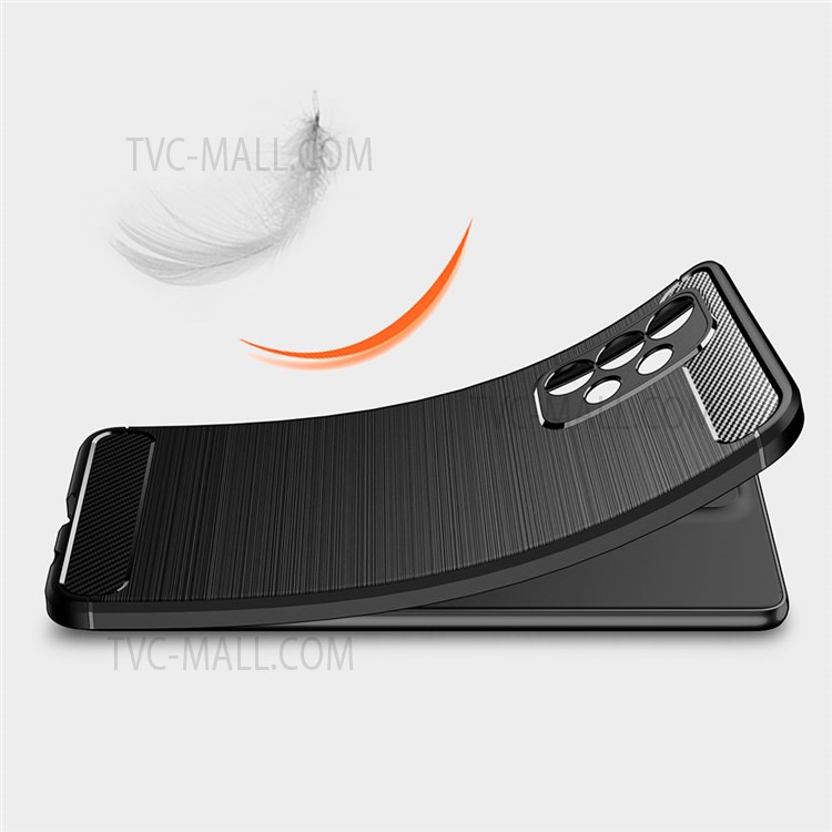 For Samsung Galaxy A23 5G Anti-Fingerprint Carbon Fiber Texture Case Brushed Surface Soft TPU Mobile Phone Shell Cover - Black-4