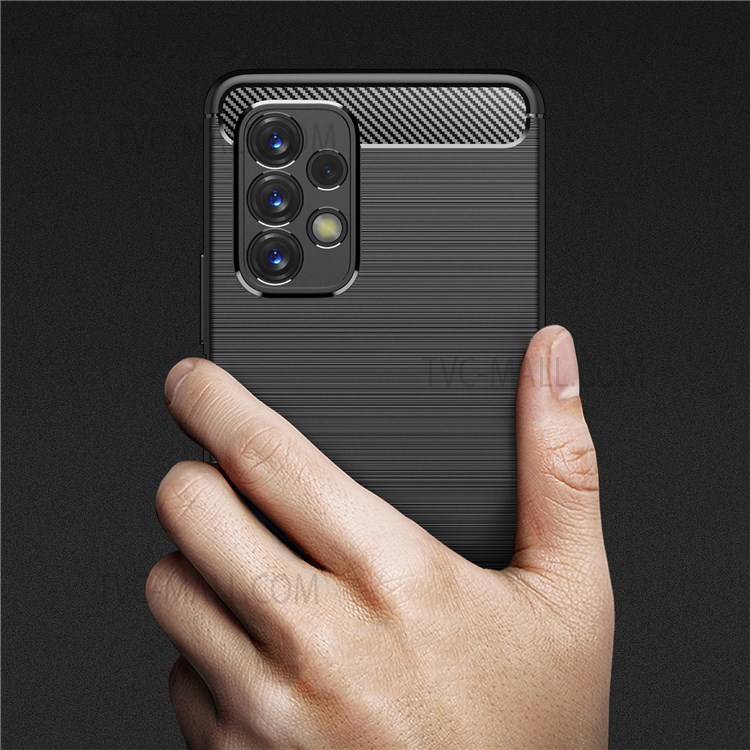 For Samsung Galaxy A23 5G Anti-Fingerprint Carbon Fiber Texture Case Brushed Surface Soft TPU Mobile Phone Shell Cover - Black-5
