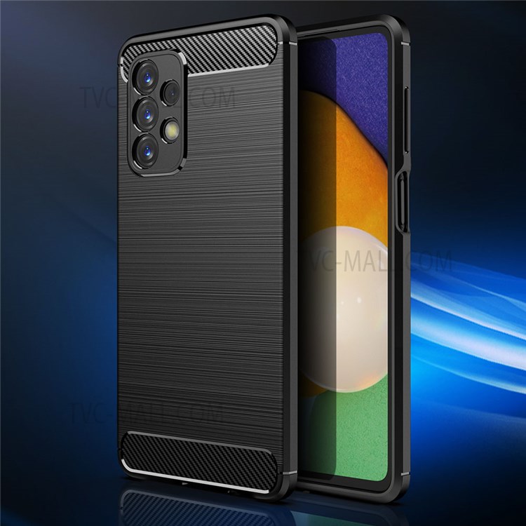 For Samsung Galaxy A23 5G Anti-Fingerprint Carbon Fiber Texture Case Brushed Surface Soft TPU Mobile Phone Shell Cover - Black-6
