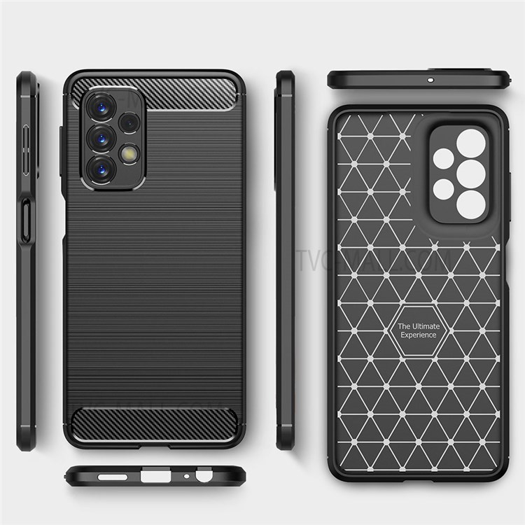 For Samsung Galaxy A23 5G Anti-Fingerprint Carbon Fiber Texture Case Brushed Surface Soft TPU Mobile Phone Shell Cover - Black-7