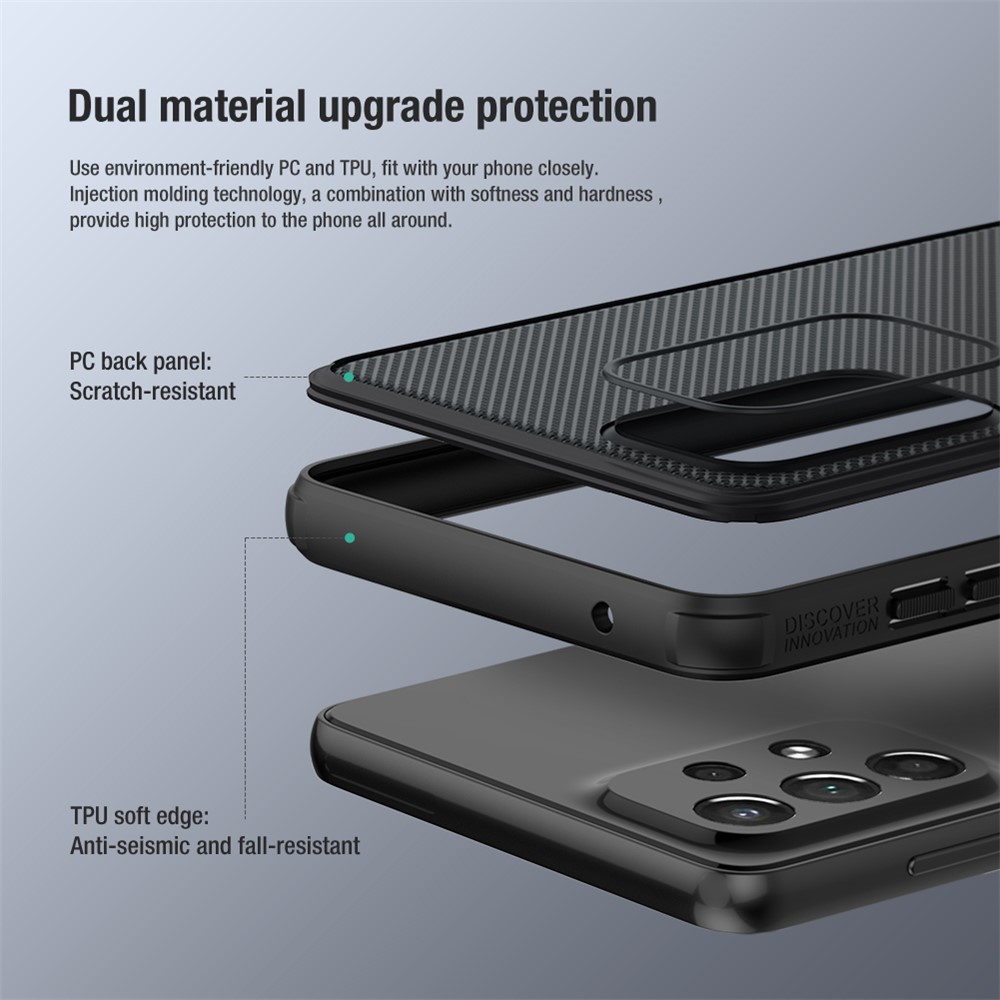 NILLKIN Super Frosted Shield Pro Matte Case for Samsung Galaxy A73 5G, Anti-Fingerprint PC Back Shockproof TPU Soft Edge Phone Cover - Black-4