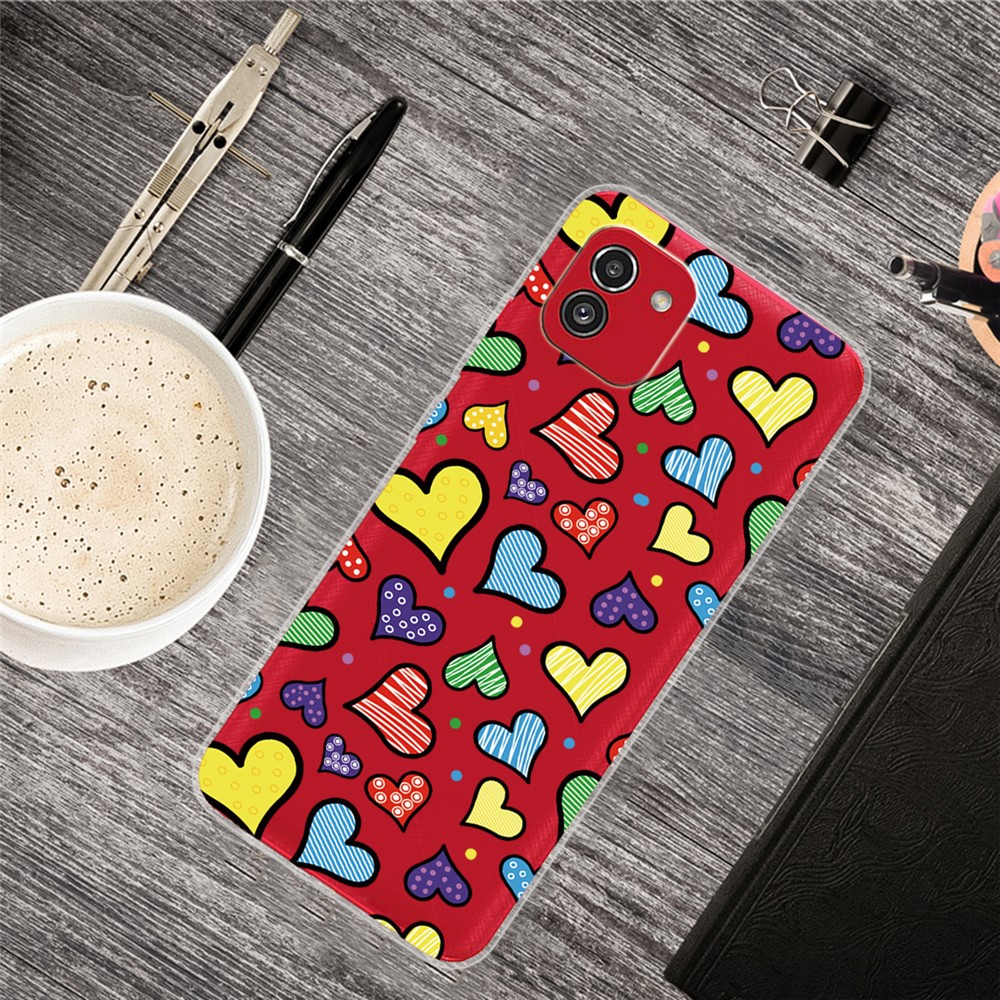 Never-Fading IMD Patterned TPU Phone Cover for Samsung Galaxy A03 (164.2 x 75.9 x 9.1mm) Soft Phone Case - Hearts-2
