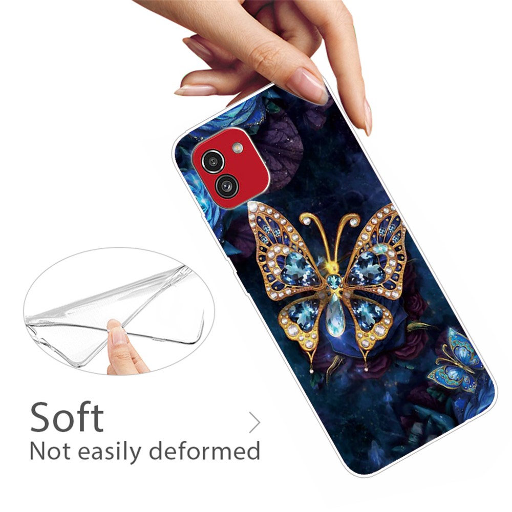 For Samsung Galaxy A03 (164.2 x 75.9 x 9.1mm) IMD Patterned Flexible TPU Phone Cover Case - Rhinestone Butterfly-4
