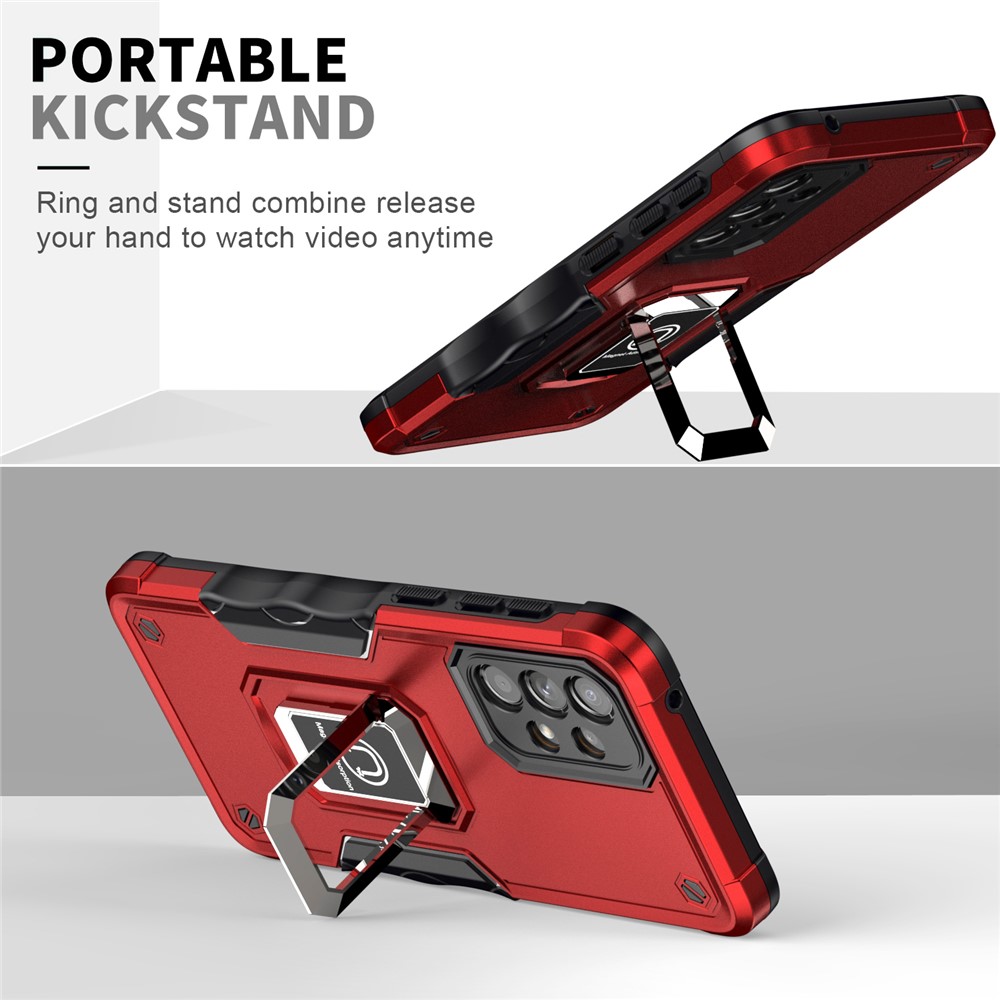 Soft TPU + Hard PC Hybrid Case for Samsung Galaxy A33 5G, Ring Kickstand Anti-slip Grip Phone Cover - Red-4