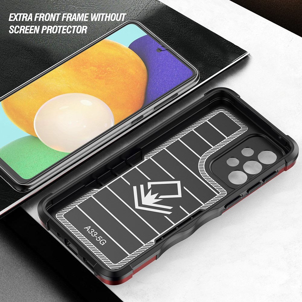 Soft TPU + Hard PC Hybrid Case for Samsung Galaxy A33 5G, Ring Kickstand Anti-slip Grip Phone Cover - Red-7