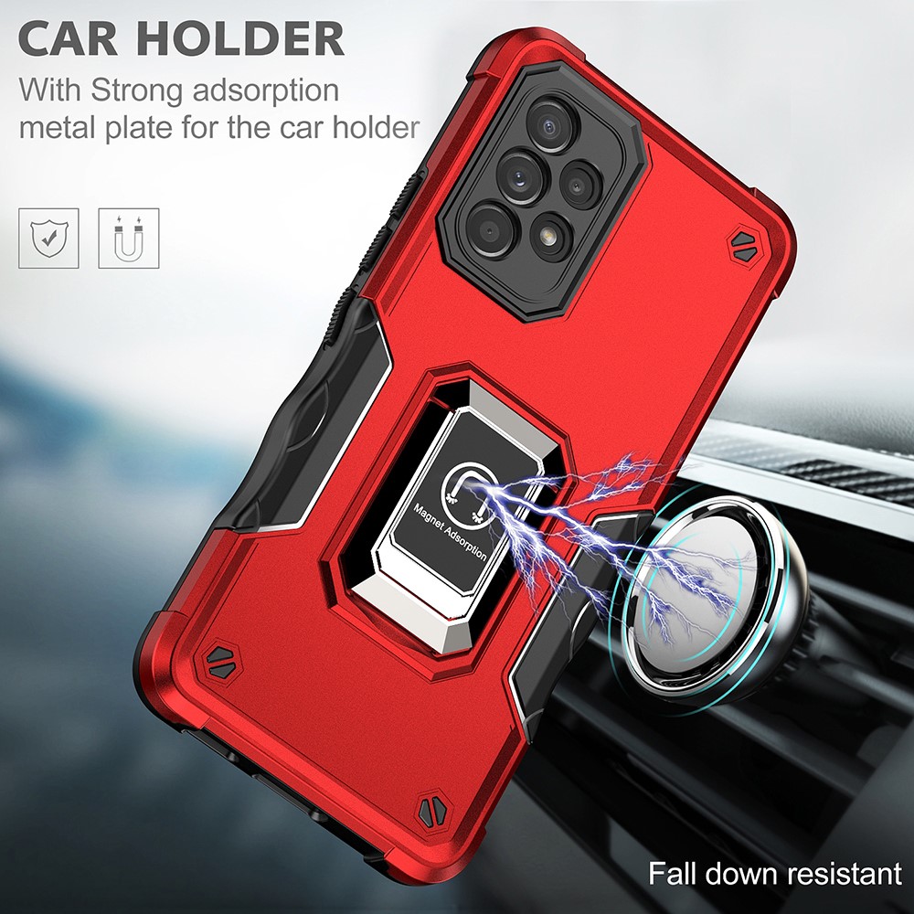 Ring Holder Kickstand Phone Case for Samsung Galaxy A53 5G, PC + TPU Hybrid Cover with Car Mount Metal Sheet - Red-6