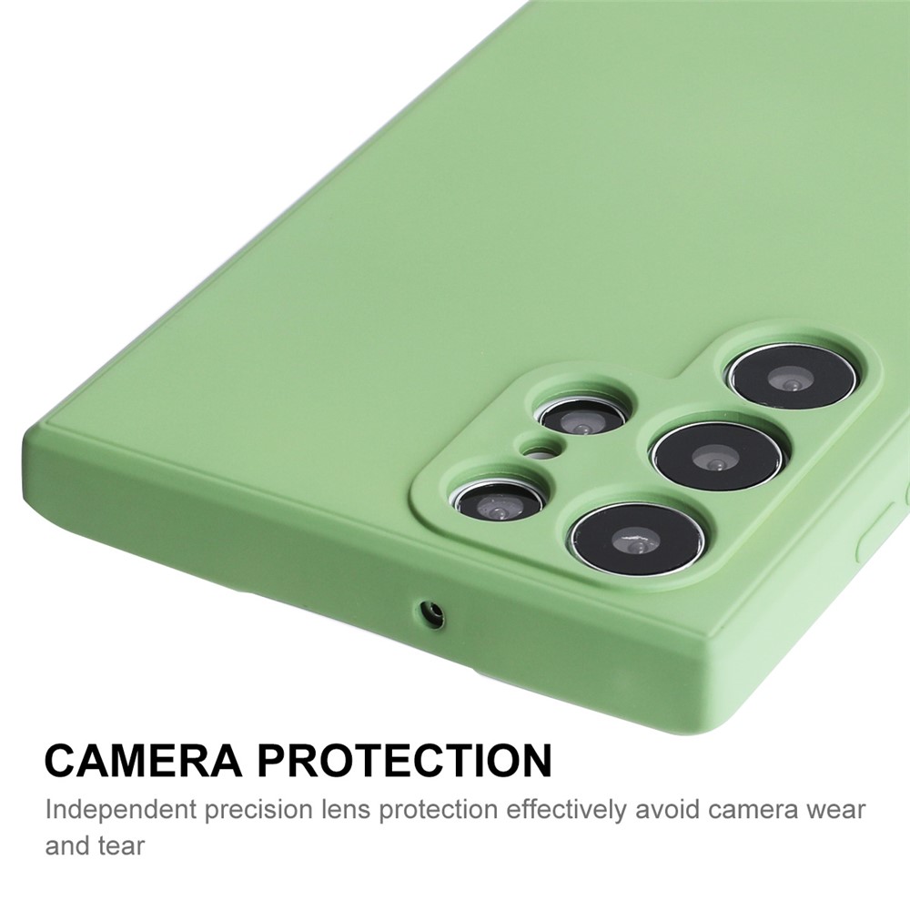 ENKAY Soft Liquid Silicone Case for Samsung Galaxy S22 Ultra 5G, Straight Edge Design Camera Protection Lens Protector Cover - Light Green-4