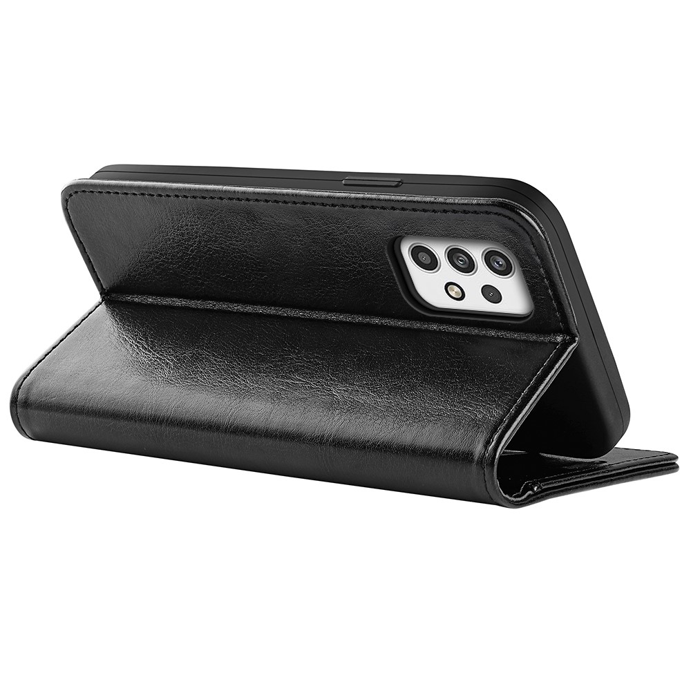 For Samsung Galaxy A23 5G Crazy Horse Texture Folio Flip Leather Cover Wallet Stand Phone Case - Black-6