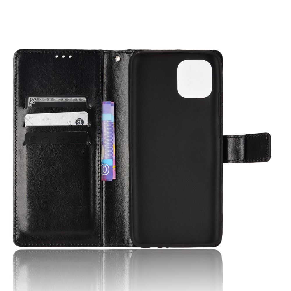 For Samsung Galaxy A03 (166.5 x 75.98 x 9.14mm) PU Leather Flip Case Crazy Horse Texture Folio Stand Magnetic Folding Cover with Strap - Black-6