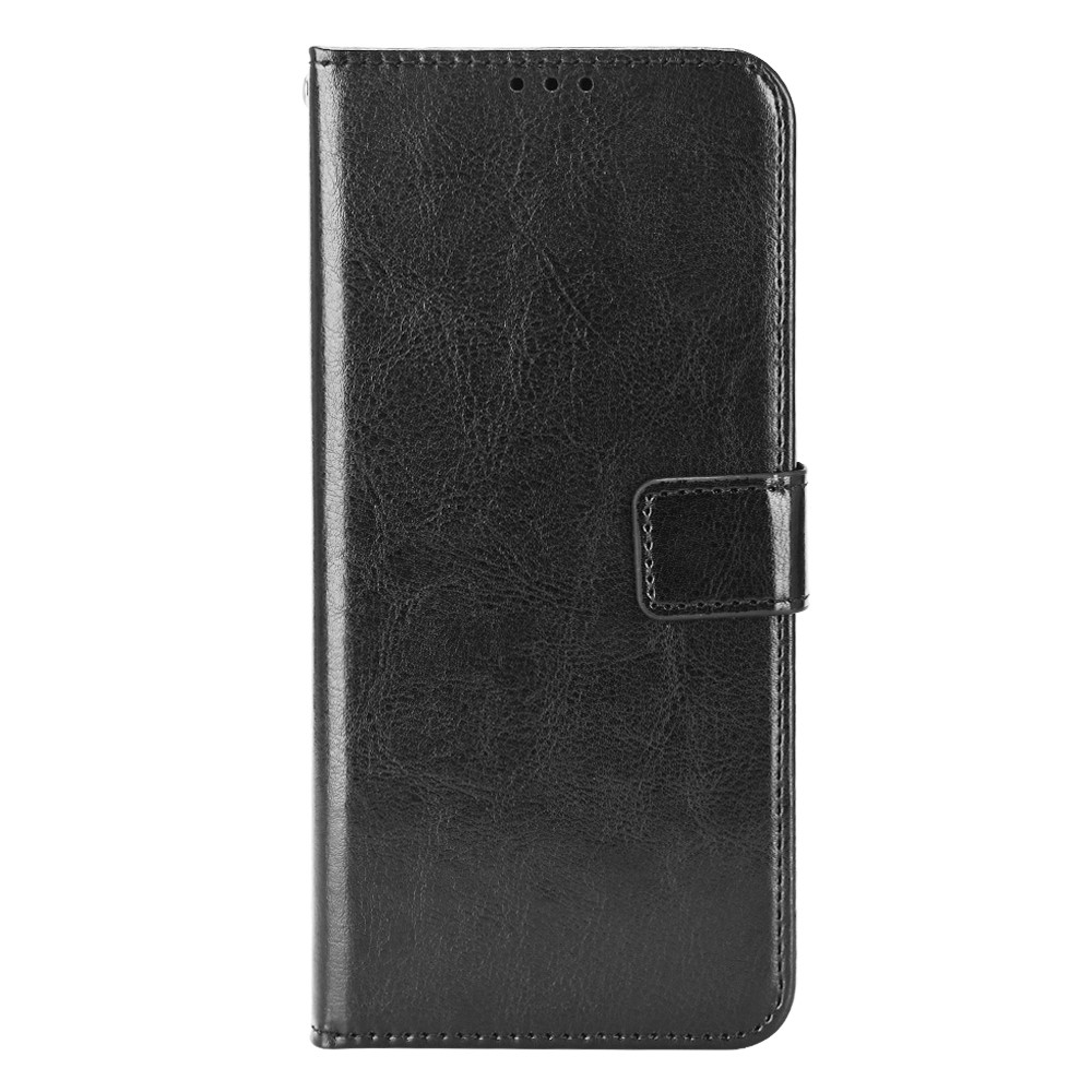 For Samsung Galaxy A03 (164.2 x 75.9 x 9.1mm) Crazy Horse Texture PU Leather Wallet Case Inner TPU Stand Magnetic Closure Shockproof Flip Cover with Strap - Black-2