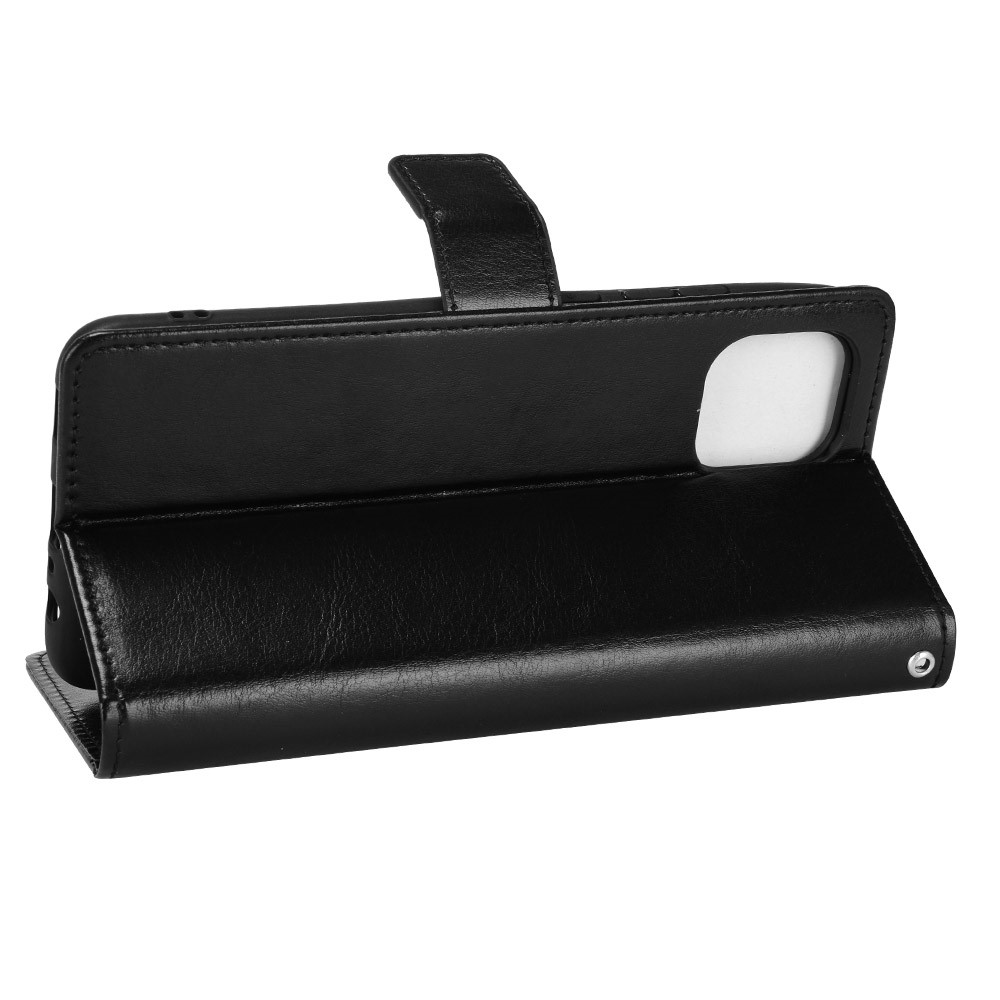 For Samsung Galaxy A03 (164.2 x 75.9 x 9.1mm) Crazy Horse Texture PU Leather Wallet Case Inner TPU Stand Magnetic Closure Shockproof Flip Cover with Strap - Black-5
