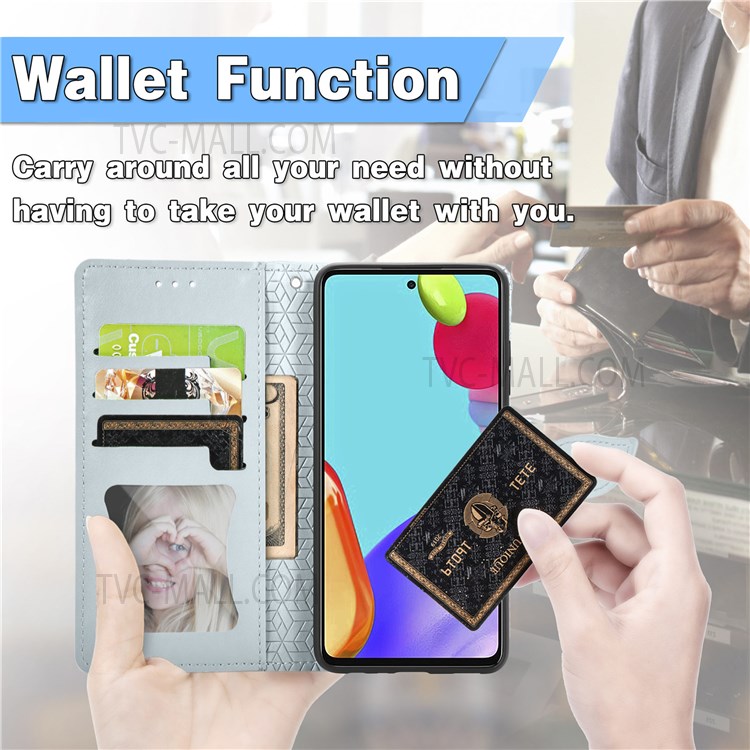 For Samsung Galaxy A13 4G Feather Pattern Imprinting Leather Phone Case Folio Flip Wallet Case with Stand Strap - Grey-11