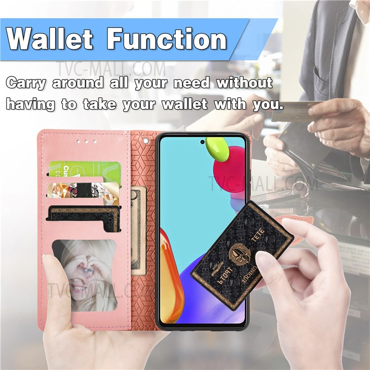 For Samsung Galaxy A13 4G Feather Pattern Imprinting Leather Phone Case Folio Flip Wallet Case with Stand Strap - Orange-11