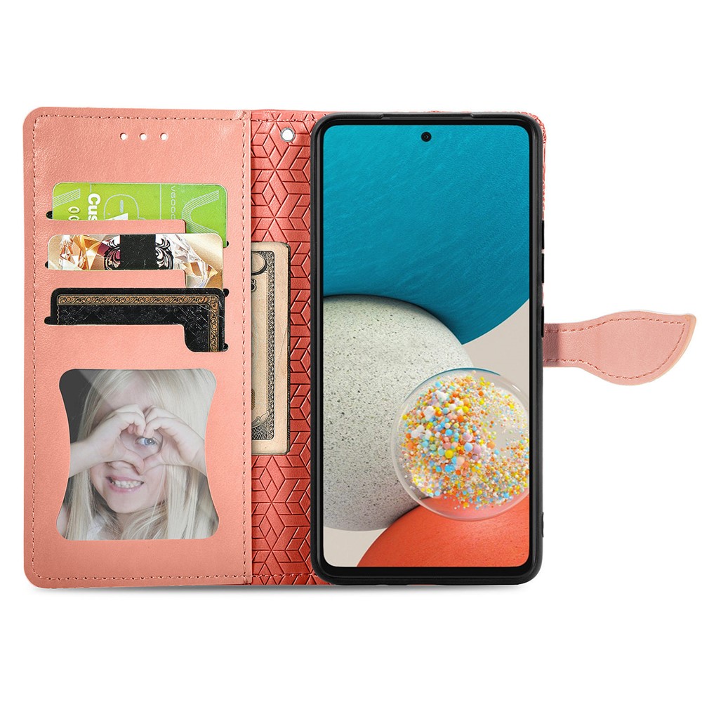 For Samsung Galaxy A32 5G/M32 5G Wallet Phone Case Imprinted Dream Wings Pattern TPU+PU Leather Flip Phone Cover with Strap - Red-4