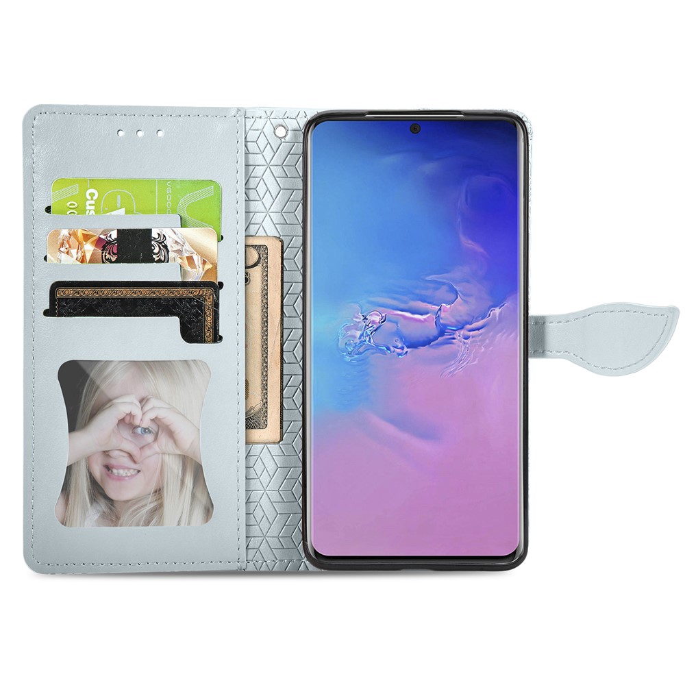For Samsung Galaxy S20 Ultra Flip Phone Case Imprinted Dream Wings Pattern TPU+PU Leather Folio Stand Function Wallet Phone Cover with Strap - Grey-4