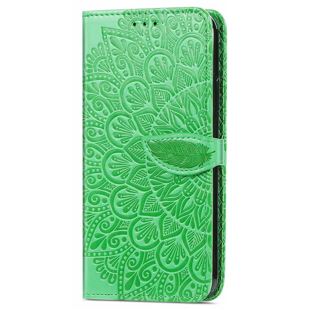For Samsung Galaxy S20 4G/5G Smartphone Case Bag Stand Design Imprinted Dream Wings Pattern TPU+PU Leather Wallet Flip Cover with Strap - Green-3