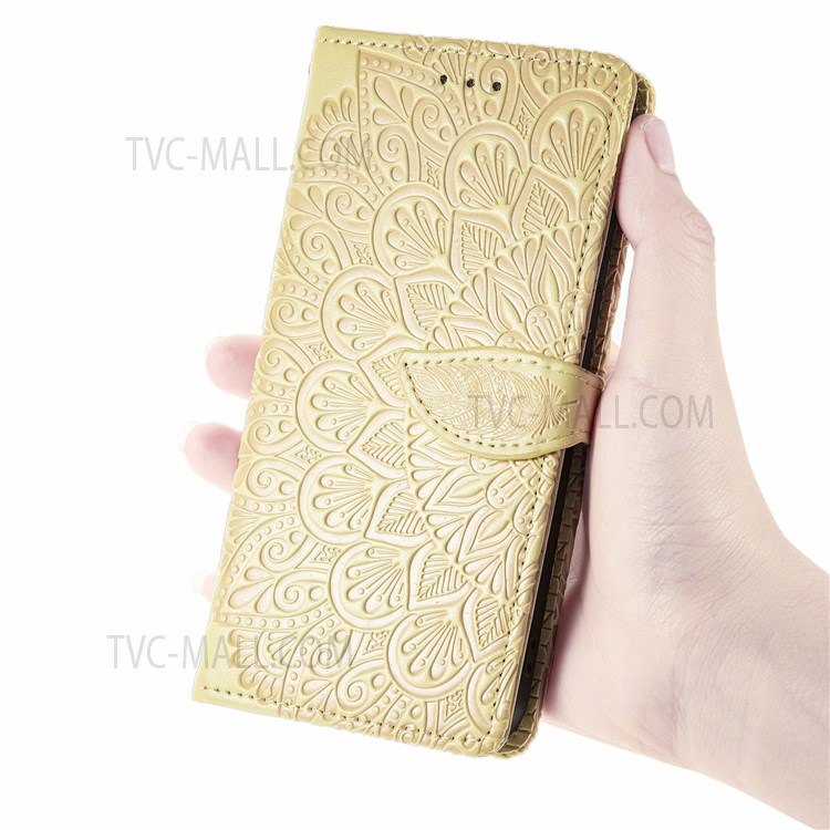 For Samsung Galaxy A03 Core Cell Phone Case Imprinted Dream Wings Pattern TPU+PU Leather Folio Stand Function Wallet Flip Cover with Strap - Yellow-8