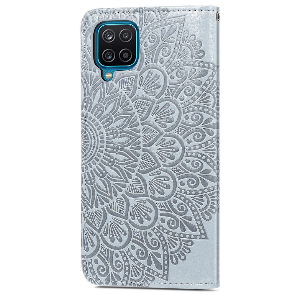 For Samsung Galaxy A22 4G (EU Version) PU Leather Wallet Dream Wings Pattern Imprinted Case Magnetic Soft TPU Shockproof Folding Stand Cover with Strap - Grey-3