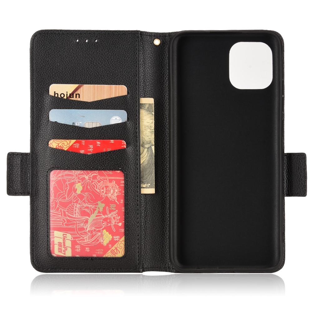 For Samsung Galaxy A03 (164.2 x 75.9 x 9.1mm) Litchi Texture PU Leather Flip Folio Wallet Case Stand Feature Magnetic Clasp Durable Shockproof Cover - Black-6