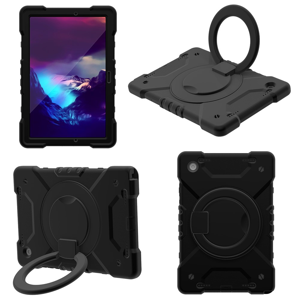 For Samsung Galaxy Tab A8 10.5 (2021) Rotary Kickstand Anti-drop Tablet Case Hybrid PC + Silicone Cover with Shoulder Stra - All Back-7