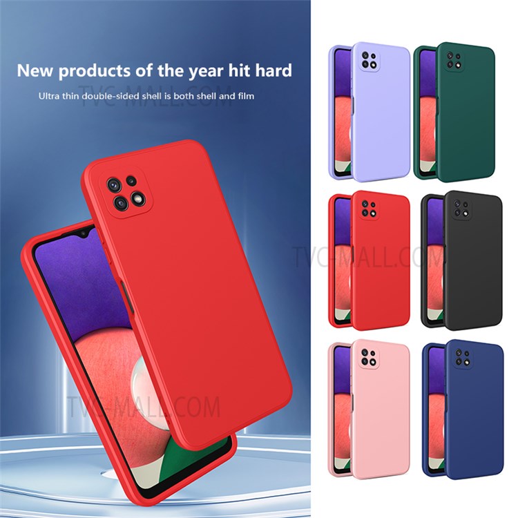 For Samsung Galaxy A22 5G (EU Version) 2.0mm Straight Edge Phone Cover Hard PC + Soft TPU Hybrid Case - Black-4