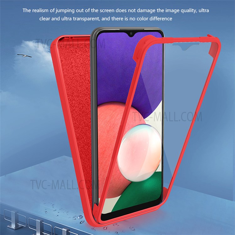 For Samsung Galaxy A22 5G (EU Version) 2.0mm Straight Edge Phone Cover Hard PC + Soft TPU Hybrid Case - Black-6