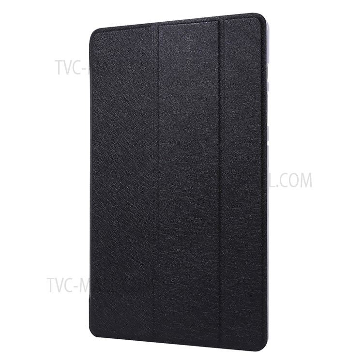 For Samsung Galaxy Tab S8 Silk Texture Shockproof PU Leather Tablet Case Cover with Tri-fold Stand - Black-6