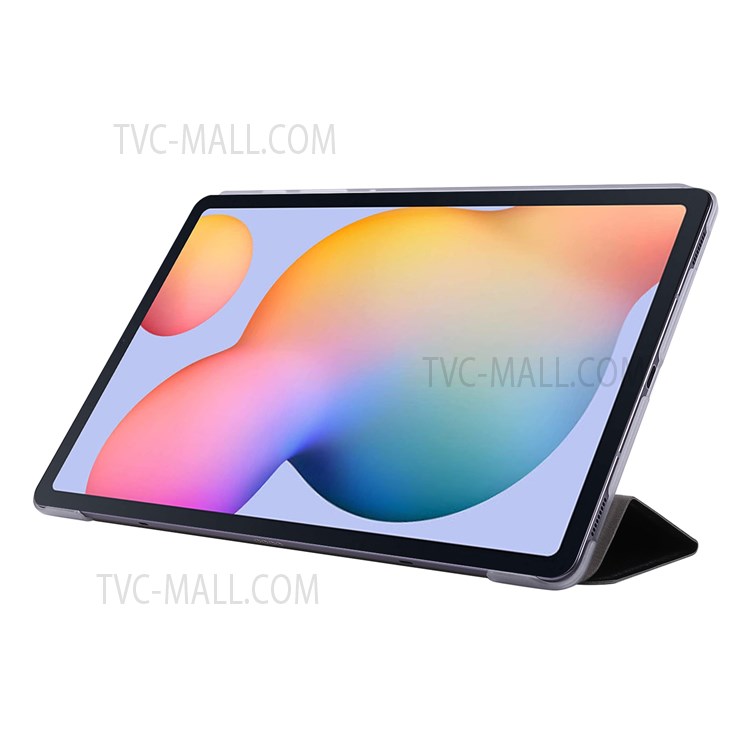 For Samsung Galaxy Tab S8 Silk Texture Shockproof PU Leather Tablet Case Cover with Tri-fold Stand - Black-7