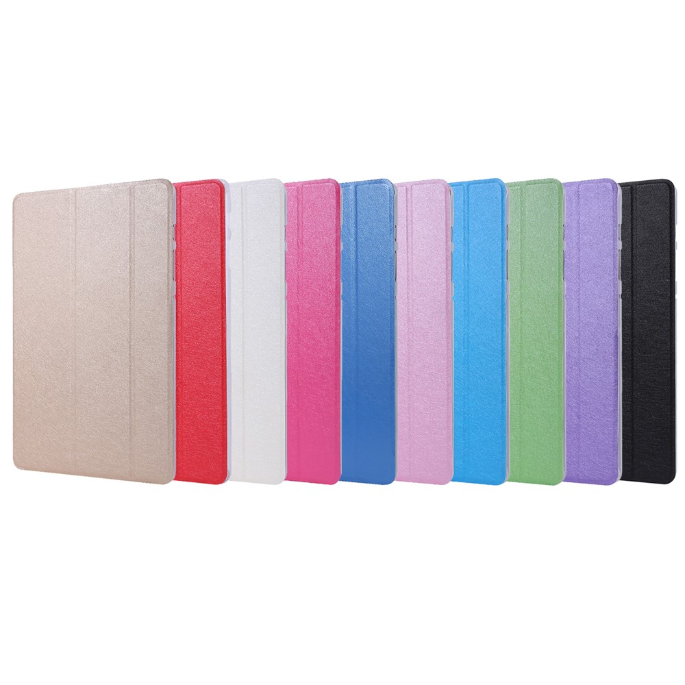 Silk Texture Leather Case for Samsung Galaxy Tab S8+, Tri-fold Stand Tablet Protective Cover - Gold-16