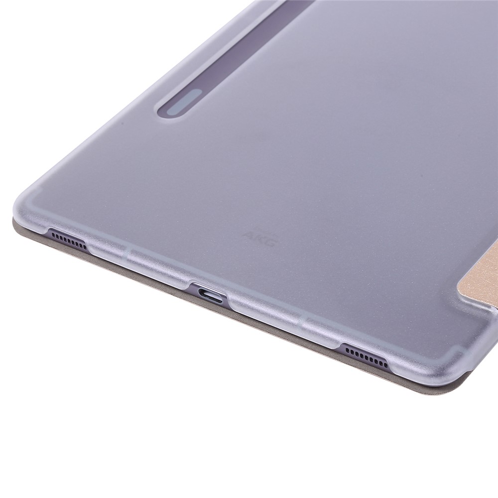 Silk Texture Leather Case for Samsung Galaxy Tab S8+, Tri-fold Stand Tablet Protective Cover - Gold-4