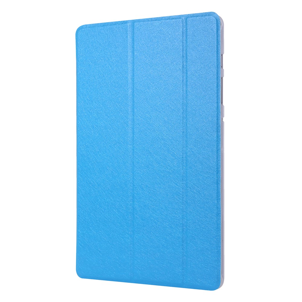 Silk Texture Leather Case for Samsung Galaxy Tab S8+, Tri-fold Stand Tablet Protective Cover - Baby Blue-5
