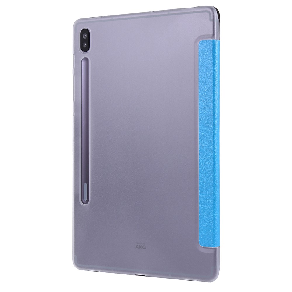 Silk Texture Leather Case for Samsung Galaxy Tab S8+, Tri-fold Stand Tablet Protective Cover - Baby Blue-6