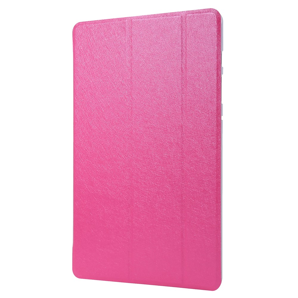 Silk Texture Leather Case for Samsung Galaxy Tab S8+, Tri-fold Stand Tablet Protective Cover - Rose-5