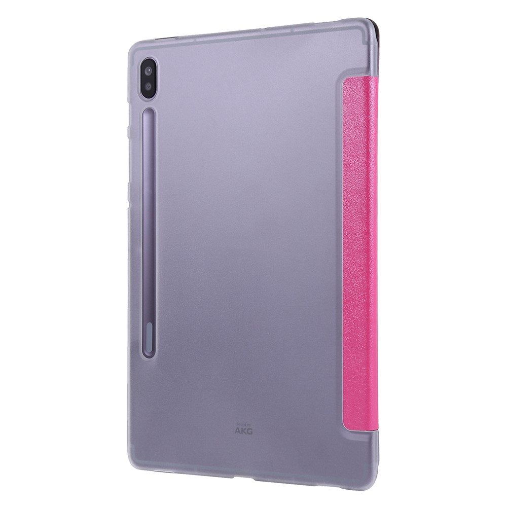 Silk Texture Leather Case for Samsung Galaxy Tab S8+, Tri-fold Stand Tablet Protective Cover - Rose-6