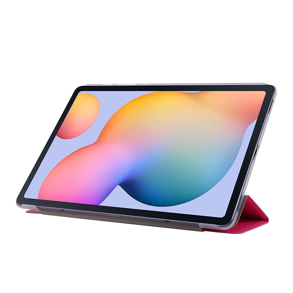 Silk Texture Leather Case for Samsung Galaxy Tab S8+, Tri-fold Stand Tablet Protective Cover - Rose-7