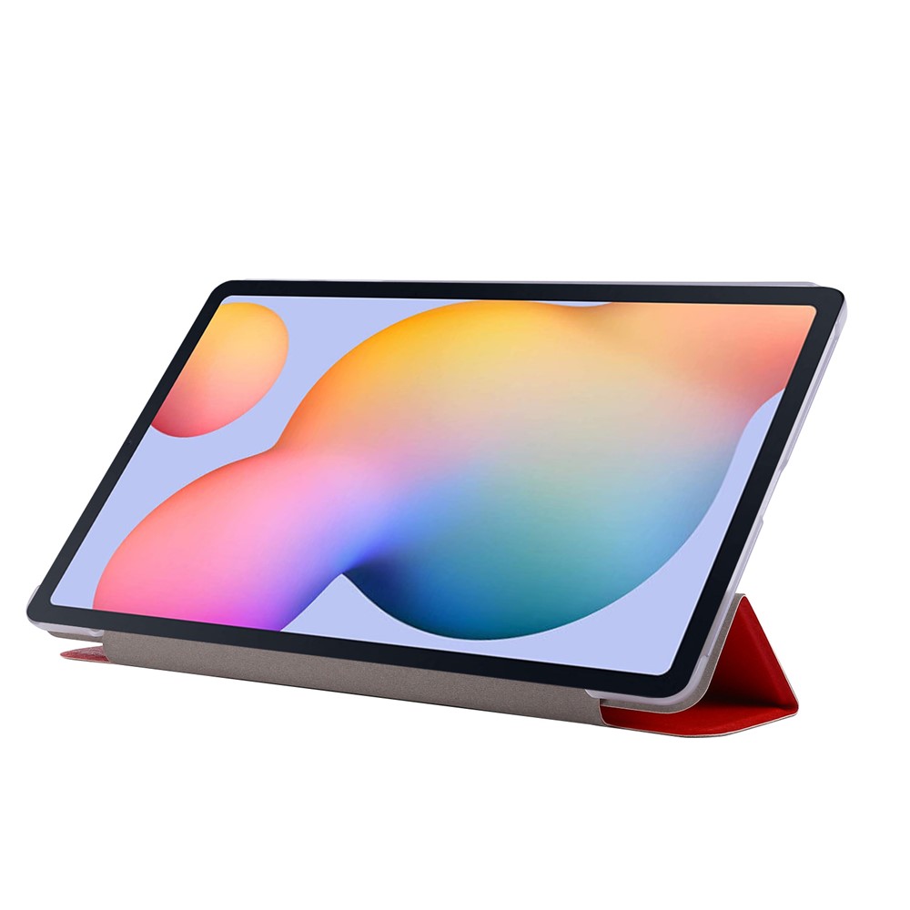 Silk Texture Leather Case for Samsung Galaxy Tab S8+, Tri-fold Stand Tablet Protective Cover - Red-6