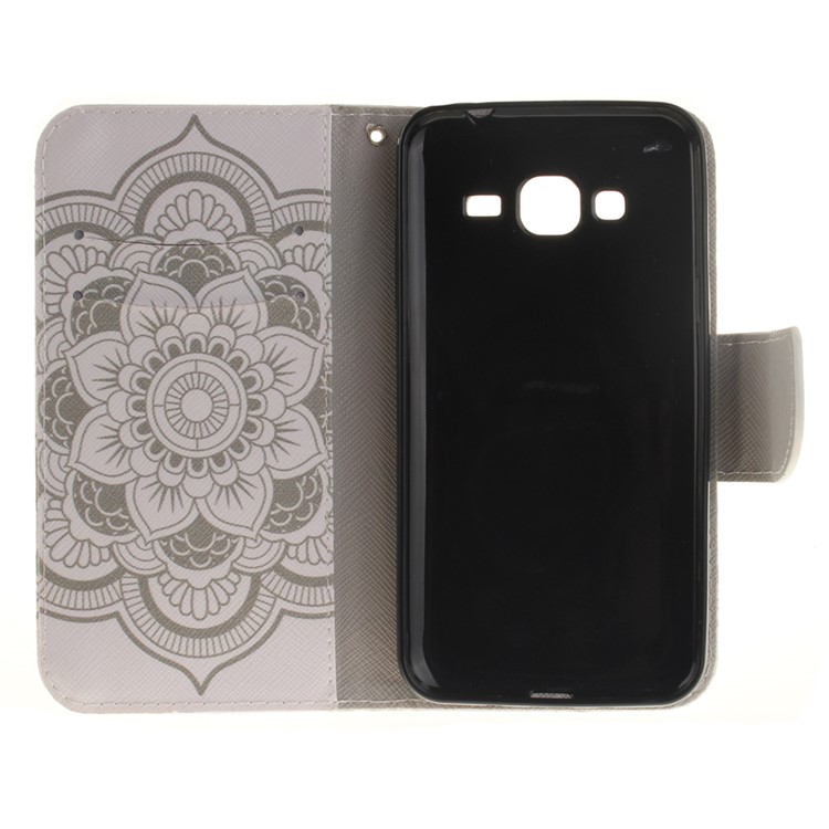 For Samsung Galaxy J3 / J3 (2016) Magnetic Leather Flip Cover - Mandala Flowers-10