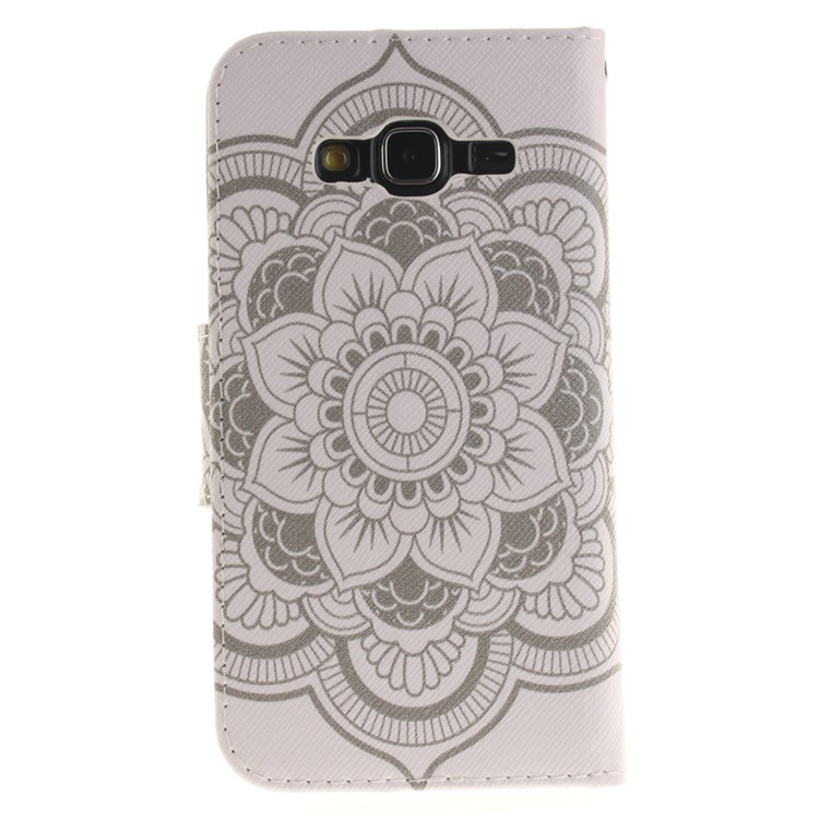For Samsung Galaxy J3 / J3 (2016) Magnetic Leather Flip Cover - Mandala Flowers-3