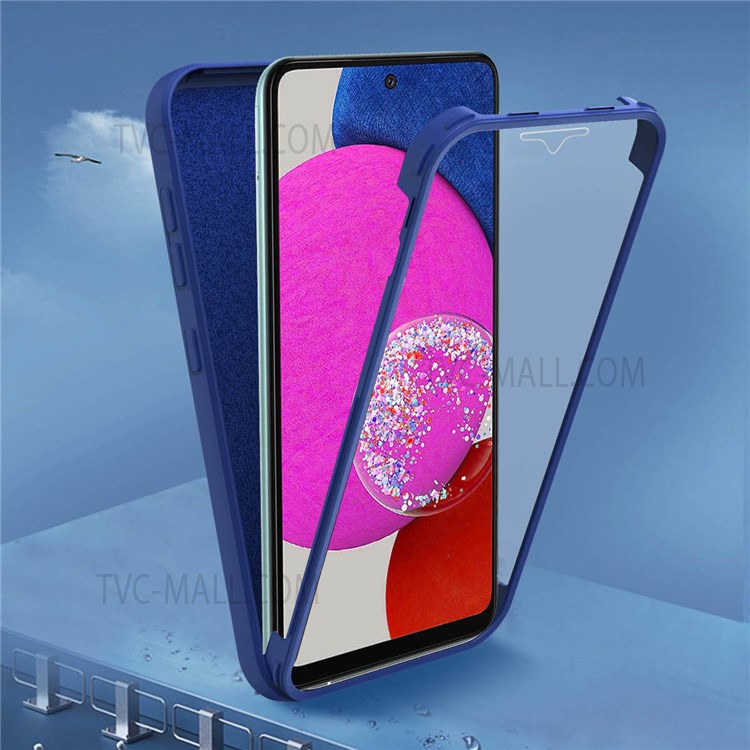 Shockproof Phone Case for Samsung Galaxy A33 5G 2.0mm Straight Edge Phone Cover Hard PC + Soft TPU Hybrid Protector - Blue-3