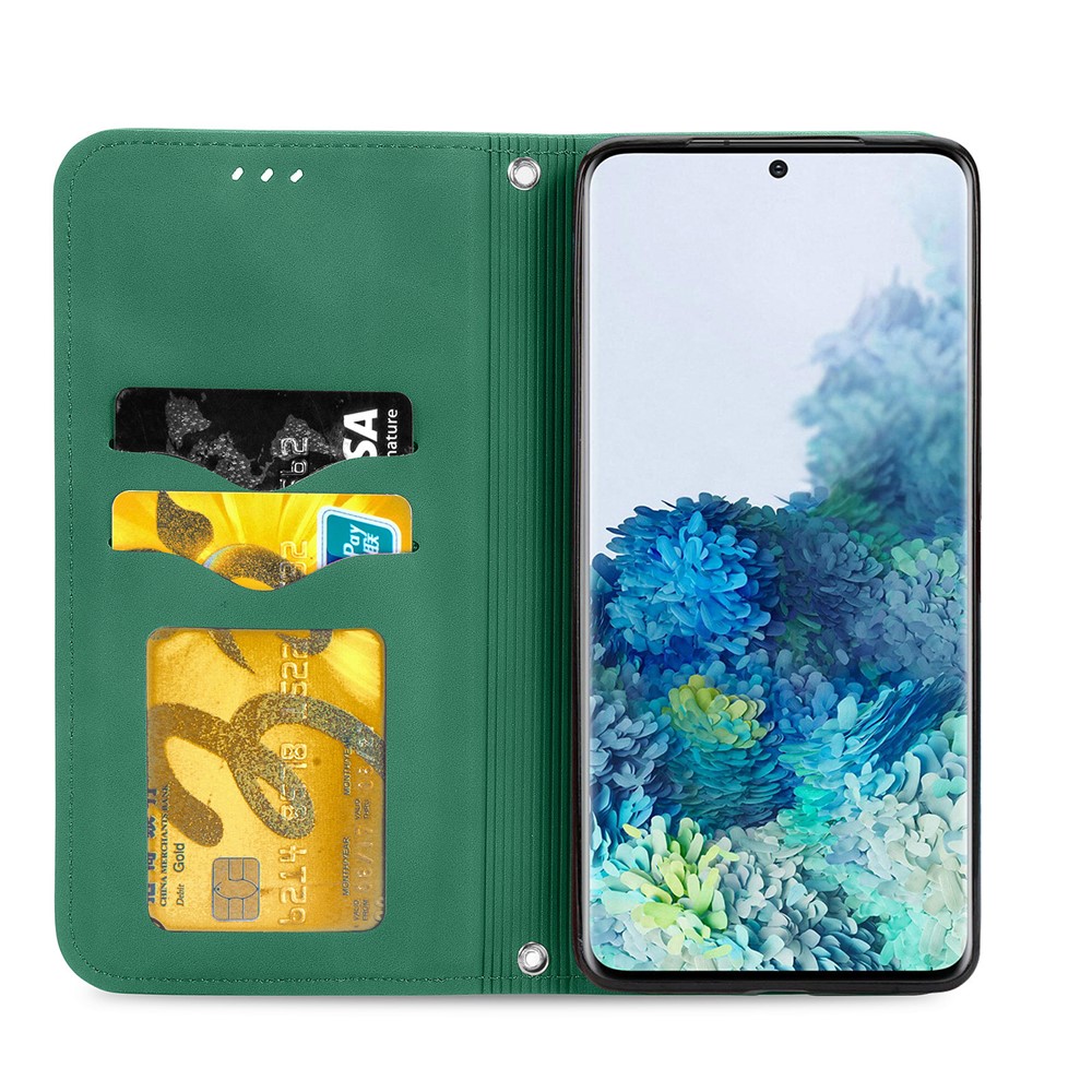 For Samsung Galaxy S20 Plus / S20 Plus 5G PU Leather + TPU Well-protected Retro Skin-touch Feeling Case Card Slots Stand Magnetic Absorption Shell - Green-4