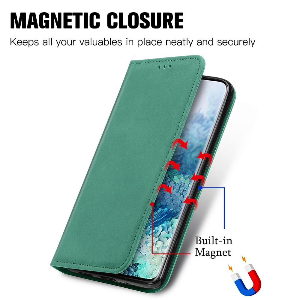 For Samsung Galaxy S20 Plus / S20 Plus 5G PU Leather + TPU Well-protected Retro Skin-touch Feeling Case Card Slots Stand Magnetic Absorption Shell - Green-6