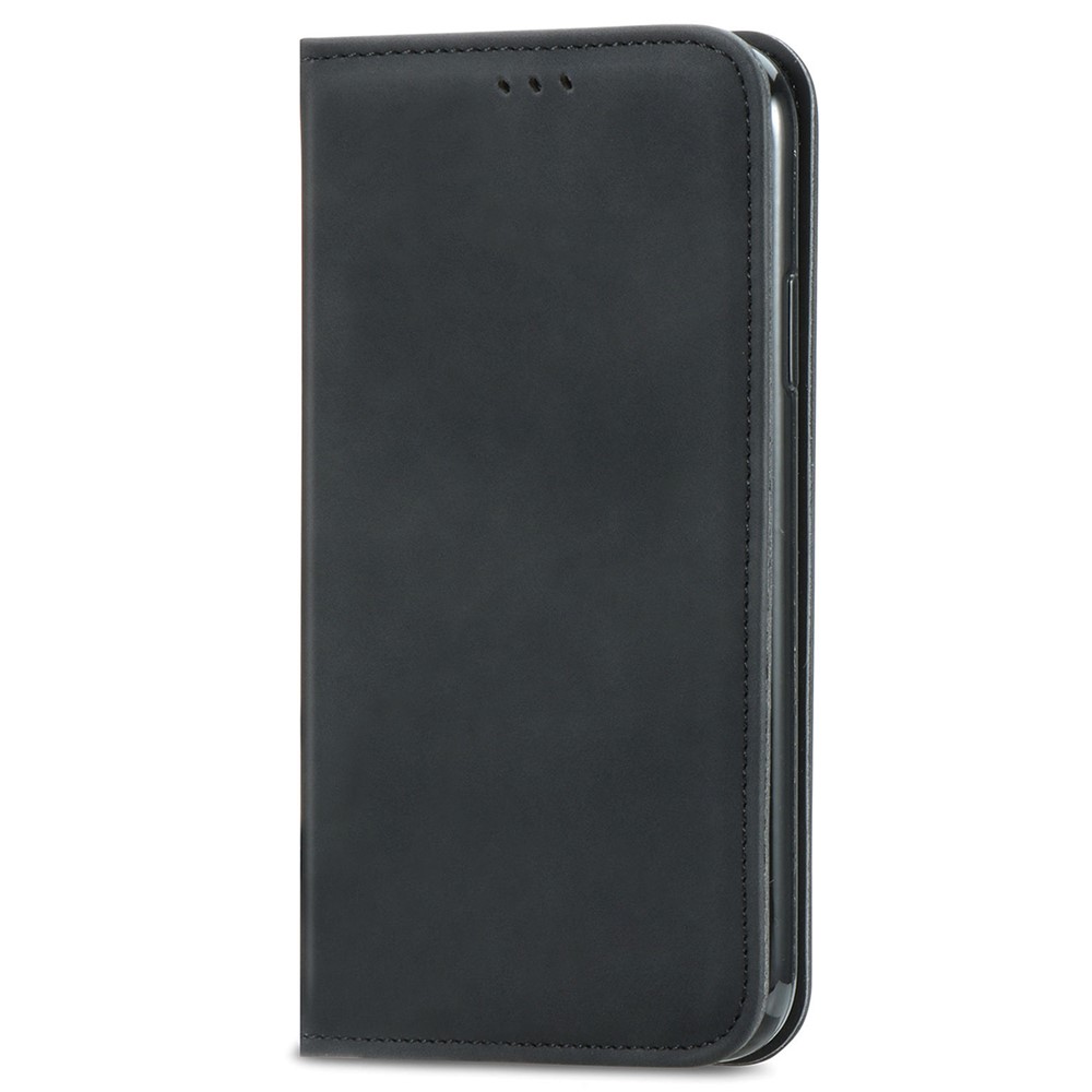 For Samsung Galaxy A73 5G Retro Card Slots Case Skin-Touch Feeling PU Leather Magnetic Adsorption Stand Flip Cover - Black-3