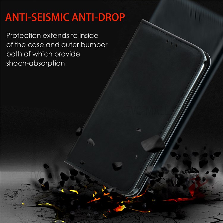 For Samsung Galaxy A73 5G Retro Card Slots Case Skin-Touch Feeling PU Leather Magnetic Adsorption Stand Flip Cover - Black-9
