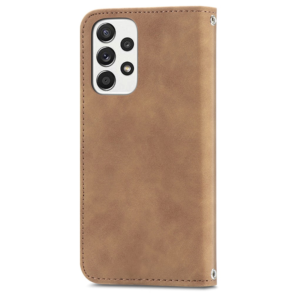 For Samsung Galaxy A33 5G Skin-Touch Feeling Vintage Leather + TPU Case Card Slots Stand Flip Magnetic Cover - Brown-3