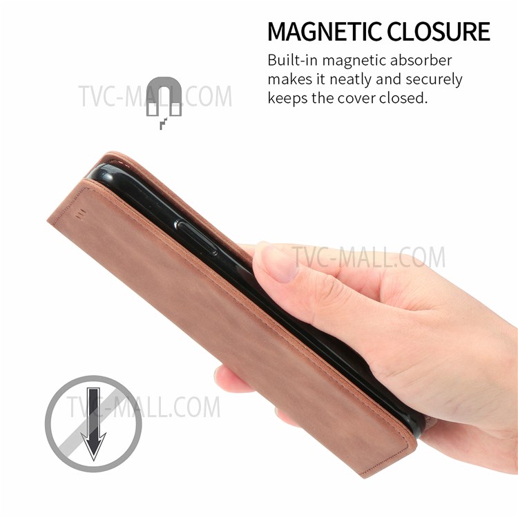 For Samsung Galaxy A33 5G Skin-Touch Feeling Vintage Leather + TPU Case Card Slots Stand Flip Magnetic Cover - Brown-8