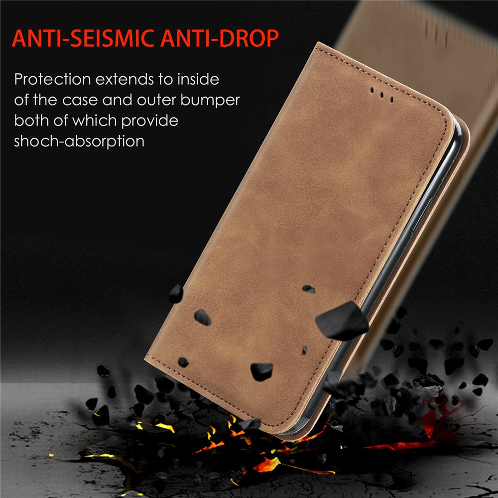 For Samsung Galaxy A33 5G Skin-Touch Feeling Vintage Leather + TPU Case Card Slots Stand Flip Magnetic Cover - Brown-9