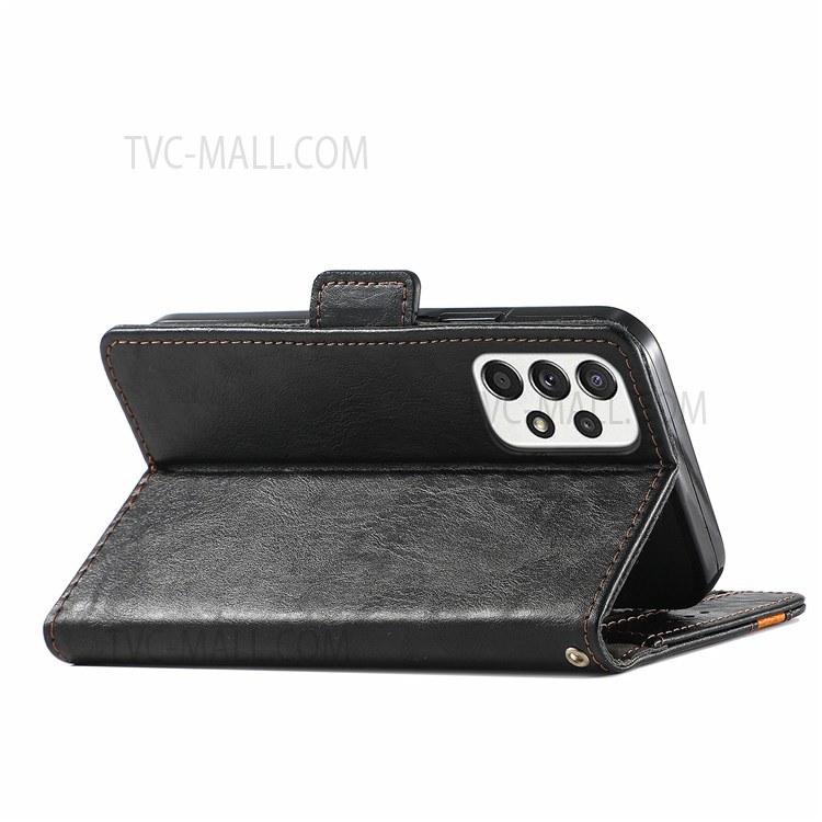 CASENEO 002 Series for Samsung Galaxy A13 4G Splicing PU Leather Case Wallet Stand Magnetic Closure Flip Business Cover - Black-5