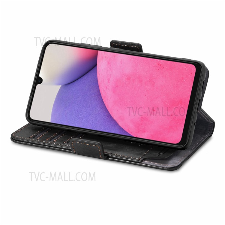 CASENEO 002 Series for Samsung Galaxy A13 4G Splicing PU Leather Case Wallet Stand Magnetic Closure Flip Business Cover - Black-6
