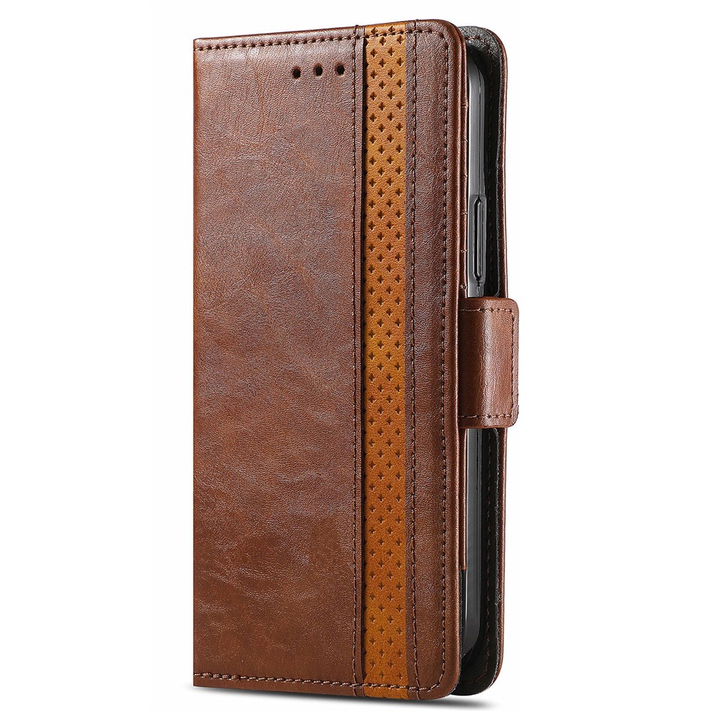 CASENEO 002 Series for Samsung Galaxy A22 4G (EU Version) Business Splicing PU Leather Wallet Case Horizontal Viewing Stand Flip Cover - Dark Brown-2