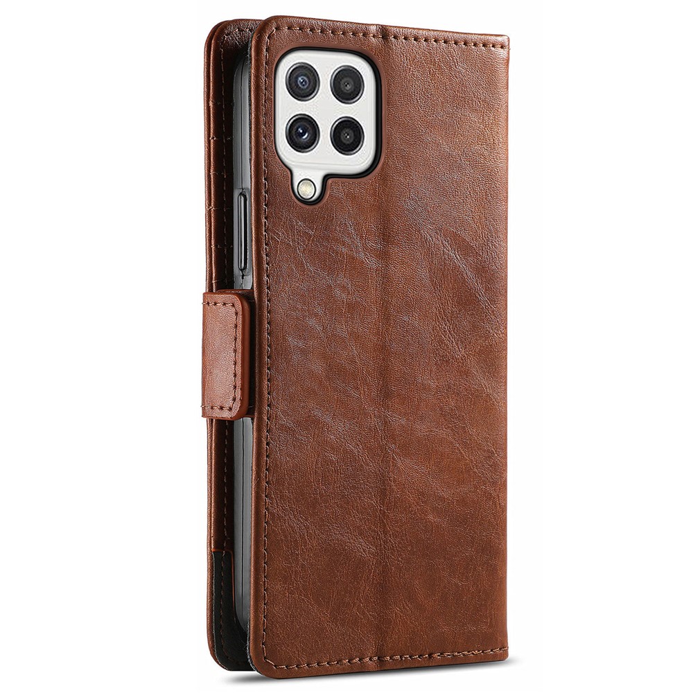CASENEO 002 Series for Samsung Galaxy A22 4G (EU Version) Business Splicing PU Leather Wallet Case Horizontal Viewing Stand Flip Cover - Dark Brown-3